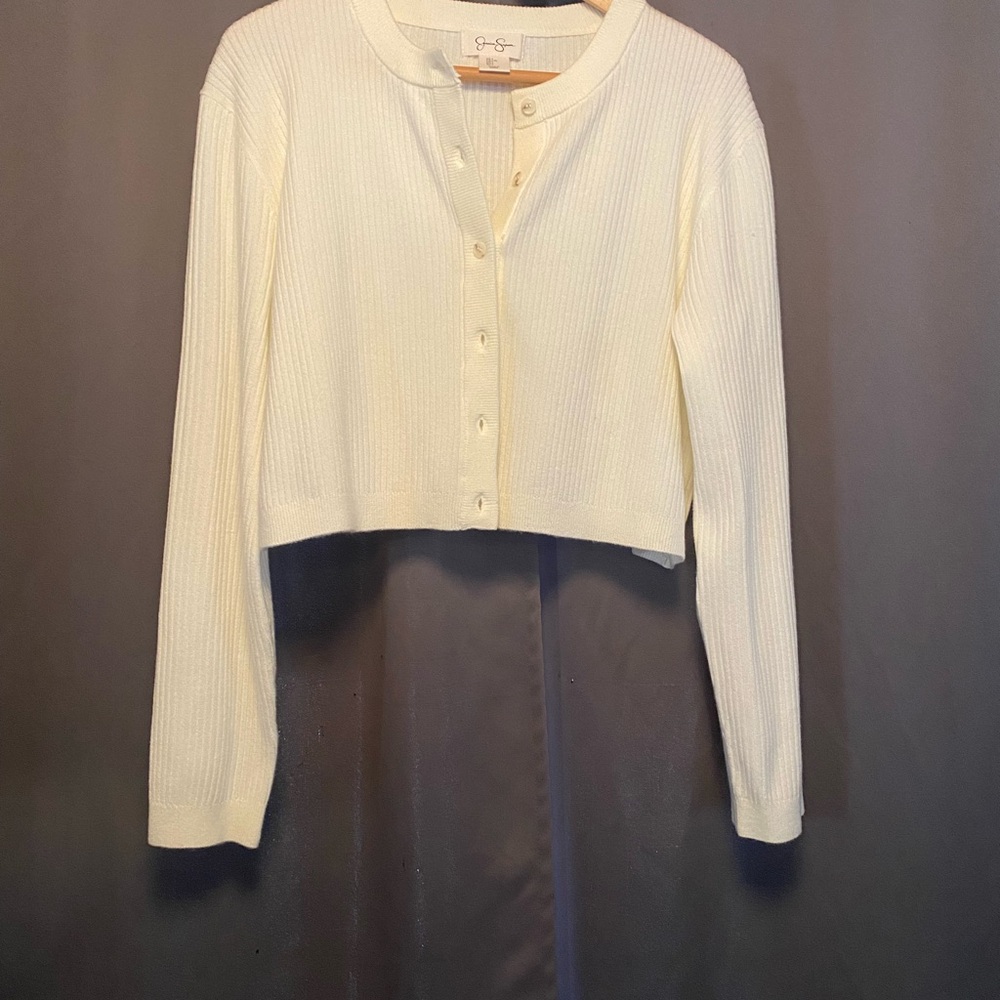 Jessica Simpson Ivory Ribbed Cardigan